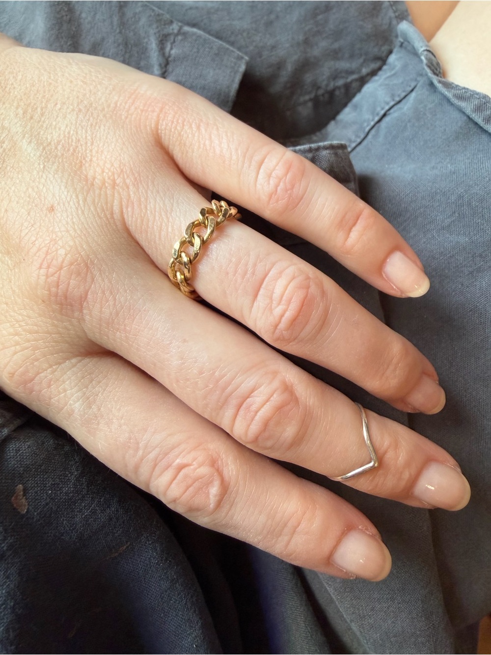 Mejuri 14k Gold Bold Chain Link Ring - size 6